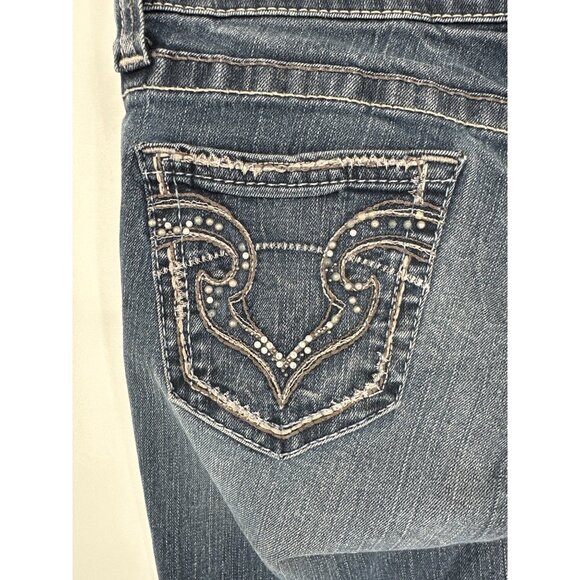 Big Star Kayla Straight Distressed  Jeans With Embroidered Pockets Size 27R - Picture 6 of 13